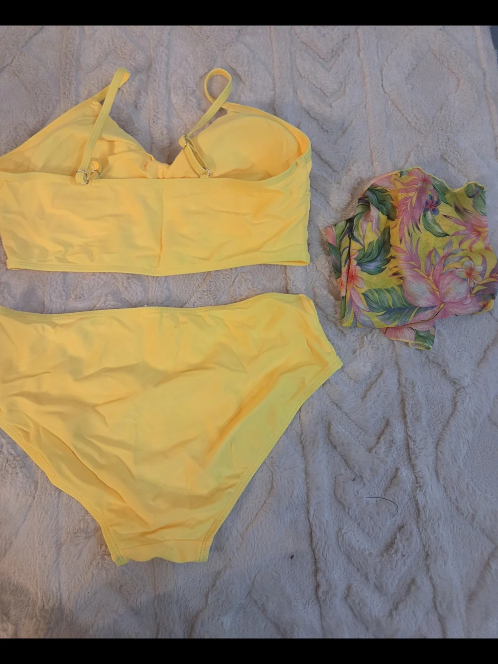 Bright Yellow 3-Piece Bikini‎ Set Teen Tropical Sarong Size Girls 14/15 Swimsuit